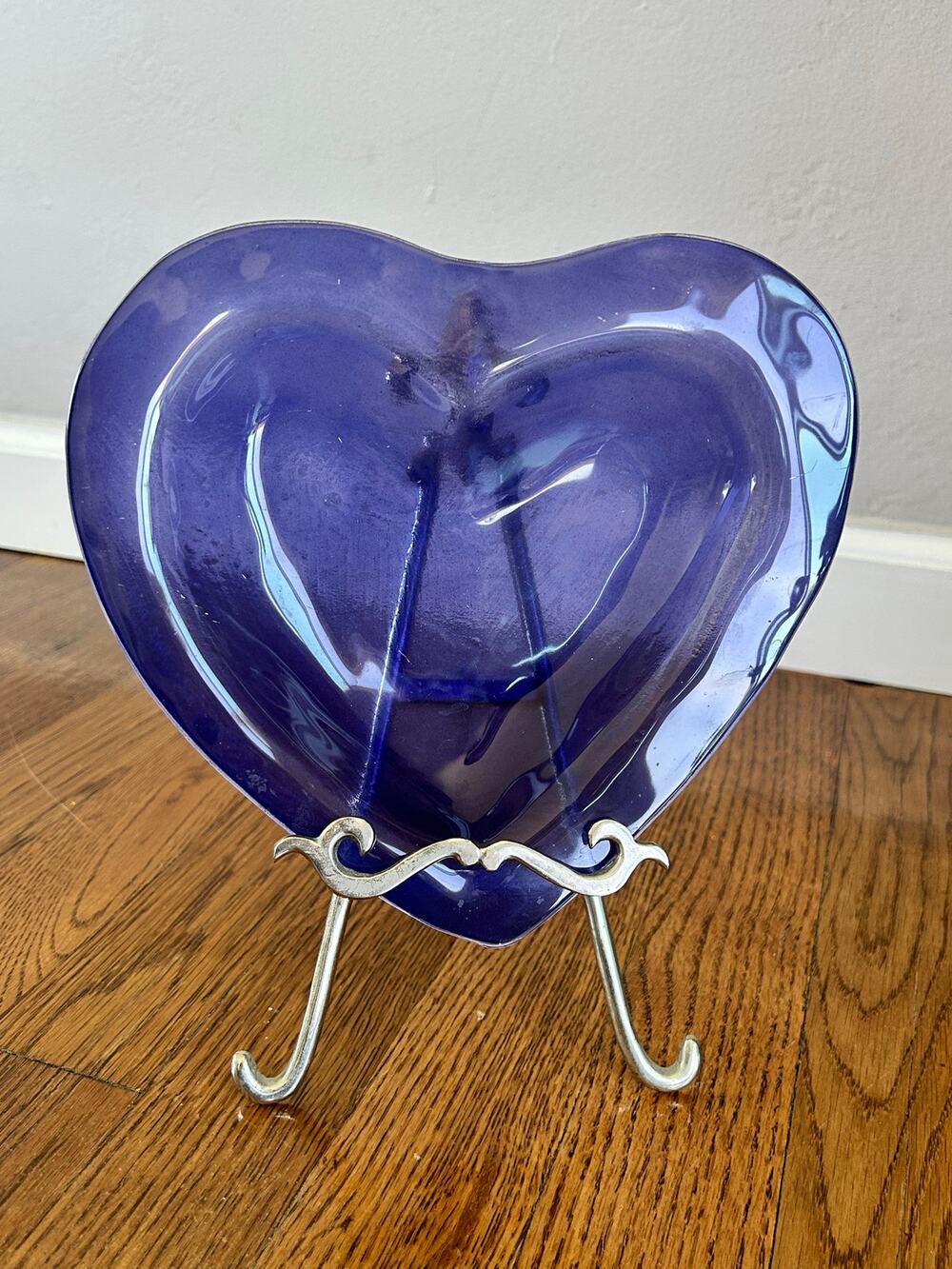 Vintage AnnieGlass Cobalt Blue Heart Dish